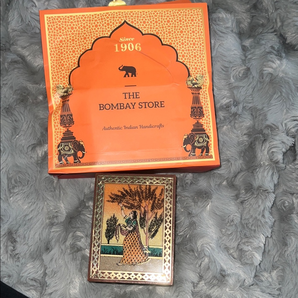 The Bombay store - Handmade Indian Orange jewelry Box